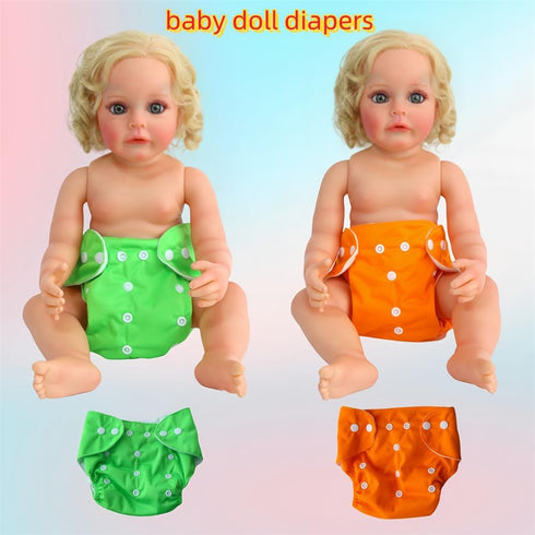 Reborn Baby Dolls Diapers for 17-22 Inch Newborn Baby Doll Diapers Reusable Adjustable Buttons 3-Piece Outfit Accessories...