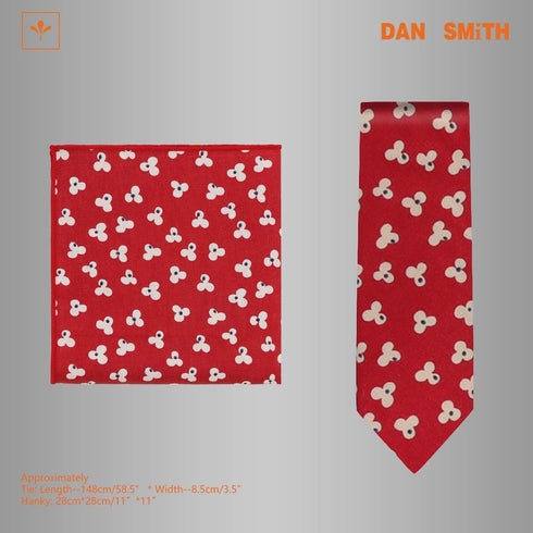 Dan Smith Dark Red,Beige Tie For Party Neck Ties Pocket Squares Set Red Cotton Birthday Custom C.C.N.B.034 Paisley...