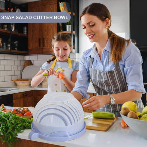 Snap Salad Cutter Bowl,Salad Chopper,Multi-Functional Fast Salad Cutter Bowl,Salad Cutter Bowl with Lid Fast Vegetable Cut Set,Salad Chopper Bowl ...
