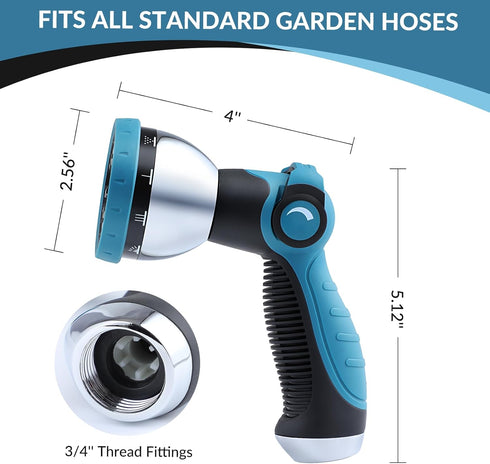 Garden Hose Sprayer Nozzle - Water Hose Nozzle with 10 Adjustable Spray Patterns Heavy Duty, Thumb Control On Off Valve, High Pressure Hose Spraye...