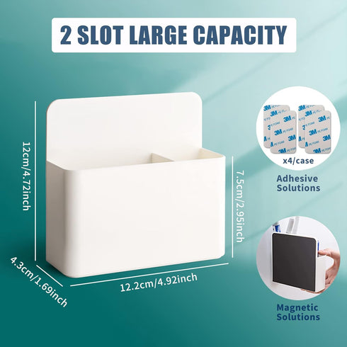 2 Pcs Magnetic Marker Holder Wall Mount Marker Caddy Pencil Holder for Dry Erase Whiteboard Fridge, Self Adhesive Marker Pen Holder for Home Offic...