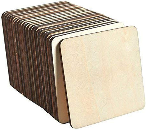 80 Pieces Unfinished Natural Wood Pieces Blank Squares Cutout Tiles DIY Wood Crafts Supplies for DIY Art Craft Projects, Home Decorations, Ornamen...