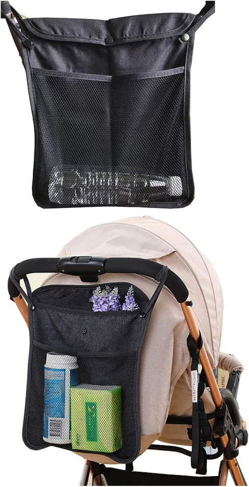 Baby Stroller Organizer,Black,Umbrella stroller organizer,Extra pockets to store snacks/wipes items,Holds water bottles, toddler sweat shirt etc (...