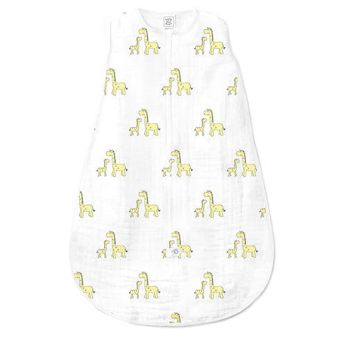 SwaddleDesigns Cotton Muslin Sleeping Sack, Unisex Baby Wearable Blanket, Swaddle Transition Sleeping Bag, Mommy & Baby Giraffe, Yellow, Medium 6-...