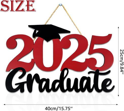 2025 Graduation Party Decorations Wooden Sign Red Class of 2025 Photo Booth Props 2025 Graduation Picture Props for 2025 Graduation Party Supplies...
