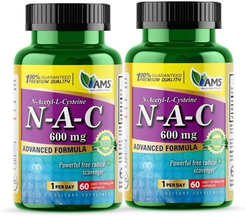 America Medic & Science NAC 600mg – NAC Supplement for Lung Health & Immune Support, Liver Support & Antioxidants – N-Acetyl-Cysteine – 60 Capsule...