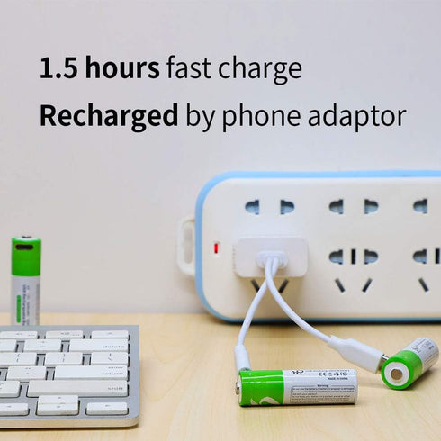 Rechargeable AAA Batteries 1.5V 550mWh USB Lithium ion Rechargeable AAA Battery with USB Type C Charging Cable, High Capacity Fast Charge, 1200 Cy...