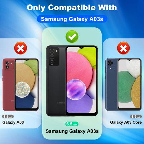 2+2 Pack Tempered Glass Screen Protector for Samsung Galaxy A03S 5G with Camera Lens Protector,Ultra HD, 9H Hardness,Case Friendly...