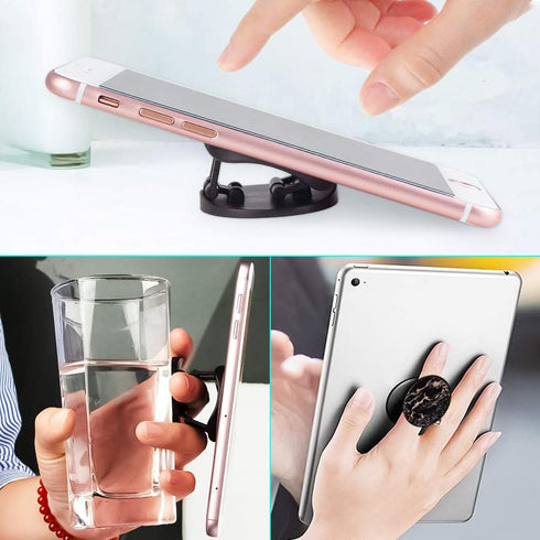 3 Pack New Version Phone Holder Black White Marble Grip Stand Finger Holder for Smartphone and Tablets...