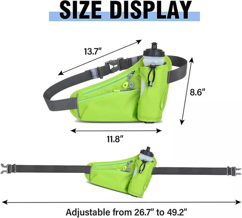 Fanny Pack with Water Bottle Holder, Hydration Running Belt for Men Women Adjustable Strap Waist Bag Suitable for Hiking Running Walking Jogging C...