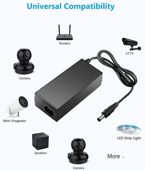 DC 12 Volt 3 Amp Power Supply, AC to DC 12V 3A Power Adapter, 100-240V AC Input to DC 12V 3A Power Supply Adapter, 5.5mm x 2.5mm DC Plug & 1 Femal...