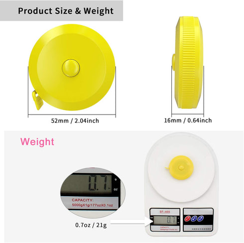 DiCUNO 60-Inch 1.5 Meter Soft and Retractable Tape Body Tailor Sewing Craft Cloth Dieting Measuring Tape (3 Pcs of Yellow with Soft Tape)...