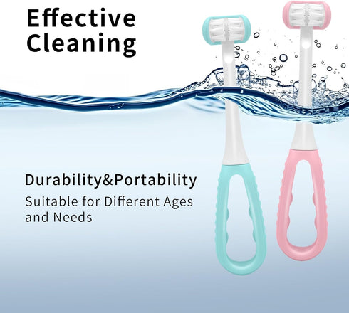 Three Sided Toothbrush, Autism Sensory Toothbrush, Kids Travel Toothbrushes, 3 Sided Brush Head Soft Bristle for Kids Gentle Clean Teeth Gum Care(...
