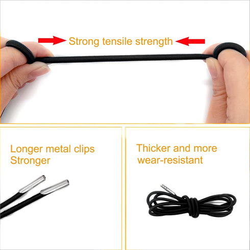 4pcs Black Replacement Cord for Zero Gravity Chair Universal Elastic Chair Repair Cord Ties Kit for Sun Loungers, Garden Chairs, Outdoor Recliners...