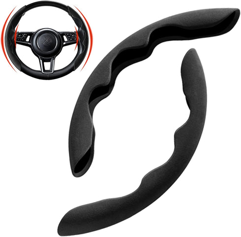 New Fluffy Anti-Skid Steering Wheel Cover Segmented Protector Safe and Non Slip Car Accessory and Durable Easy to Install for Steering Wheels of U...
