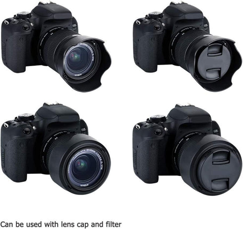 JJC EW-63C Reversible Lens Hood Sun Shade for Canon EOS Rebel T8i T7i T6i T5i SL3 SL2 90D 80D 70D 77D Camera with Kit Lens Canon EF-S 18-55mm f/3....