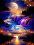 Moonlight Waterfall Stamped Cross Stitch Kits - Nature Landscape Starry Scenery Needlepoint Counted Cross Stitch Kits for Beginners Adults Pattern...