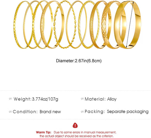 Gold Bangle Bracelet Set for Women Multi Stacking Wide Bangles Indian Bollywood Chunky Bangle Bracelets Ethnic Glossy Textured Bracelets Wedding O...