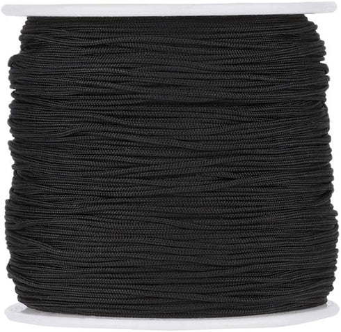 Cheriswelry 100Yard 0.8mm Braided Nylon Cord Black Beading String Thread Roll Lift Shade Cord for Jewelry Making Kumihimo Knotting Wrapping Beadin...
