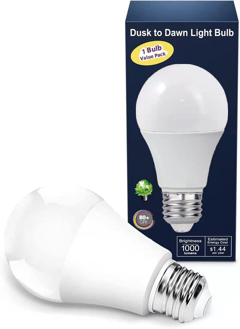 Torkase Outdoor Dusk to Dawn Light Bulbs- No Timer Required, 12W(100W Equivalent), 3000K Warm White, E26 A19 Automatic Sensor LED Bulbs, Built-in ...