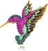 Antique Tone Bird Hummingbird Sparkly Multi Colors Austrian Crystal Pin Brooch Jewelry...