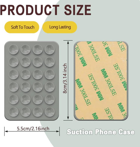 Silicone Suction Phone Case Adhesive Mount, Suction Phone Case Mount, Non Slip Suction Cup Phone Mount, 2.87? x 1.65? Strong Grip Holder for Selfi...