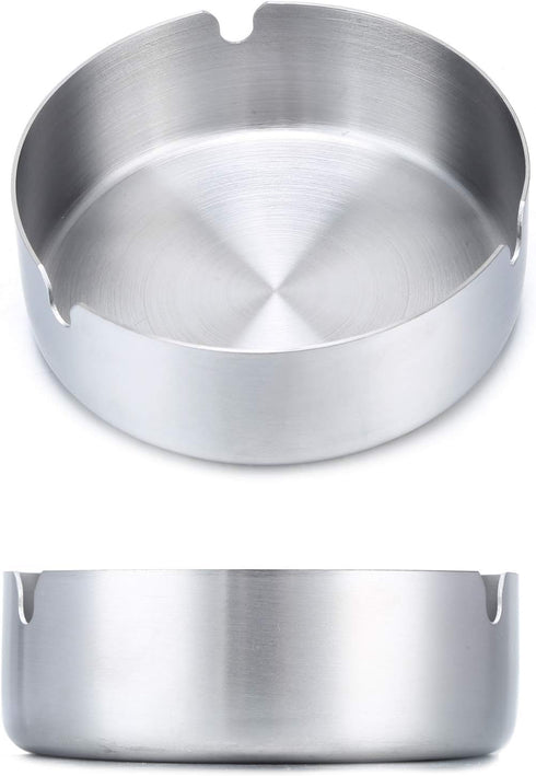Pack of 3 Cigar Ashtray Tabletop Round Stainless Steel Ash Tray Suitable for Cigarette Ash Holder for Home...