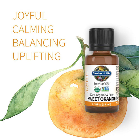 Garden of Life Essential Oil Sweet Orange 100% USDA Organic & Pure, Clean, Undiluted & Non-GMO for Diffuser, Aromatherapy, Meditation, Joyful, Cal...