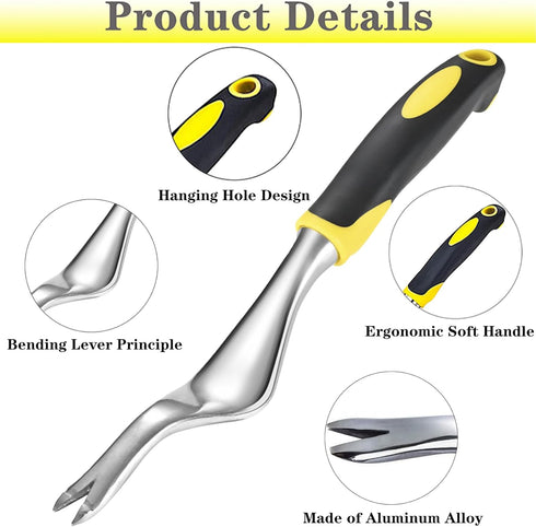 Weed Puller Hand Weeder Tool for Garden, Bend-Proof Leverage Base with V-Shaped Forks for Easy Weed Removal & Deeper Root Digging, Weeding Digger ...