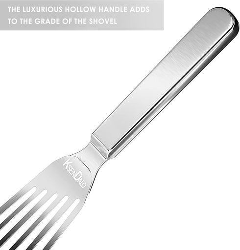 KSENDALO Thin Fish Spatula Stainless Steel -Flexible Slotted Egg Flipper with Angled Blade & Comfortable Hollow Grip, Metal Turner for Fish Egg Om...