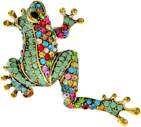 Rhinestone Frog Brooch Vivid Animal Pin Full Glasses Design Alloy Material Green Color Women And Men Jewelry...
