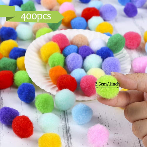 Caydo 400 Pieces 1 Inch 20 Colors Pompoms Arts and Crafts Pom Poms Balls for Hobby Supplies and Creative Craft DIY Material...
