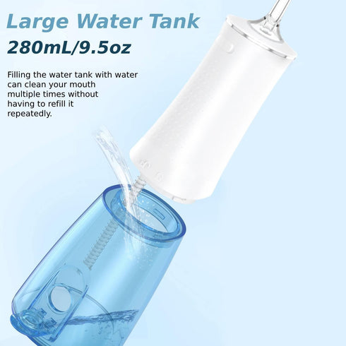 Water Dental Flosser Teeth Pick, Portable Dental Oral Irrigator, Power Dental Flosser for Teeth, Waterproof Electric Dental Flosser, 280mL/9.5oz W...