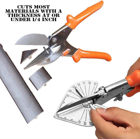 Multi Angle Miter Cutter | + Spare Blade | Hand Scissors Multipurpose Tool | 45-135 Degree Cutting | Stainless Steel, Rubber Handle & Safety Lock ...