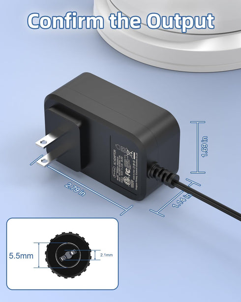 18V 2A 36W AC/DC Power Supply Adapter, Center Positive DC Plug 5.5x2.1mm for 18 Volt 100mA ~ 2000mA Equipment, Power Supply for Vacuum Cleaner,Hum...