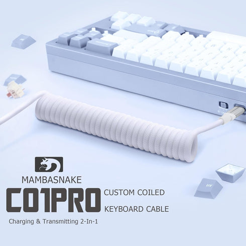 C01Pro Coiled USB C Cable for Gaming Keyboard,Nylon Braided Mechanical Keyboard Cable with Detachable Metal Aviator,Double-Sleeved,Pro Custom Type...