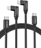 USB C to Lightning Cable for iPhone 2Pack 6FT Right Angle 90 Degree iPhone Charging Cable Long Nylon Braided USB C iPhone Charger Compatible with ...