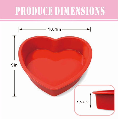 2 Packs Silicone Heart Shaped Cake Pans for Baking, 10inch Cake Molds for cakes and Chocolate Cakes, Non-stick silicone bakeware sets, Easy Clean,...