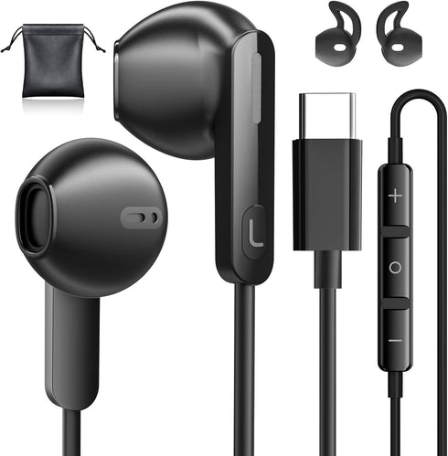 USB C Headphones for iPhone 15/15 Pro/ 15 Pro Max Galaxy S24 Ultra Plus Type C Wired Earbuds with Microphone Noise Isolation Stereo Semi in Ear US...