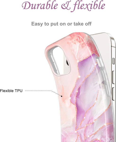 JIAXIUFEN Sparkle Gold Glitter Case Compatible with iPhone 12 mini Marble Slim Shockproof TPU Soft Rubber Silicone Cover Phone Case 5.4 inch 2020 ...