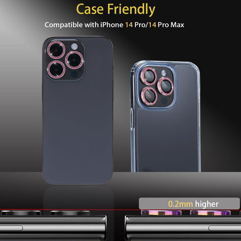 Camera Lens Protector for iPhone 14 Pro & iPhone 14 Pro Max, Tempered Glass Lens Protector Aluminum Alloy Ring Camera Cover Fits for iPhone 14 Pro...