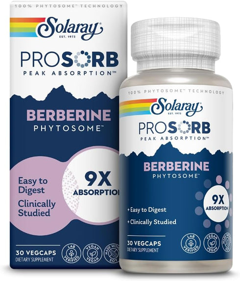 SOLARAY Berberine Phytosome - 9X Absorption and Easy-to-Digest - Standardized to 30% Berberine HCl - Vegan, Made Without Soy - 60-Day Guarantee - ...