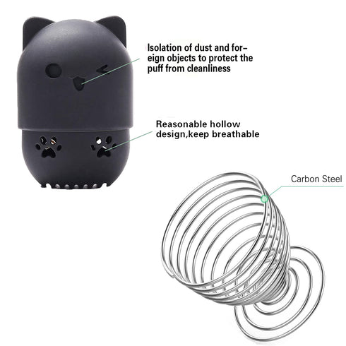 Makeup Sponge Holder, Beauty Sponge Holder + Makeup Blender Travel Case Beauty Sponge Blender Drying Stand & Storage Containers - Black + Silver...