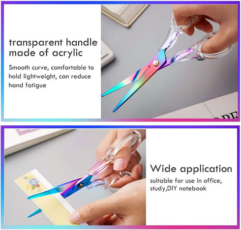 Scissors with Stainless Steel Blade and Acrylic Handle, All Purpose Scissor for Office, School, Home, Fabric Shears, Tijeras...