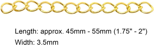 Honbay 100PCS 50mm/2inch Extender Chain Jewelry Necklace Bracelet Anklet Extension Chain Extension tails(Gold)...