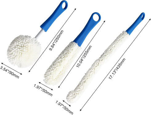 3 Pcs Decanter Cleaner Set Flexible Wine Bottle Cleaning Brush with Decanter Cleaning Balls,Scourer Cleaning Tools for Glasses Goblets Cups Champa...
