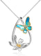 LUHE Butterfly Necklace Sterling Silver Teardrop Daisy Flower Butterfly Pendant Necklace Jewelry Birthday Anniversary Mothers Day Gifts for Women ...