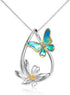 LUHE Butterfly Necklace Sterling Silver Teardrop Daisy Flower Butterfly Pendant Necklace Jewelry Birthday Anniversary Mothers Day Gifts for Women ...