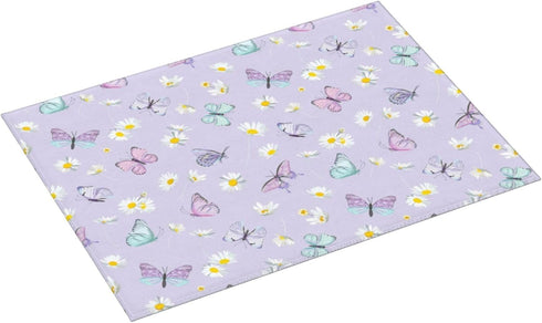 Dish Drying Mat Butterfly Daisy Flower Purple for Kitchen Counter Absorbent Dishes Drainer Microfiber Large 18x24 Inch...