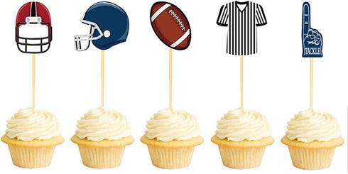 Football Sport Cupcake Toppers Cake Decorations Toppers Picks for Sport Themed Birthday Baby Shower Wedding Party Supplies 25PCS...